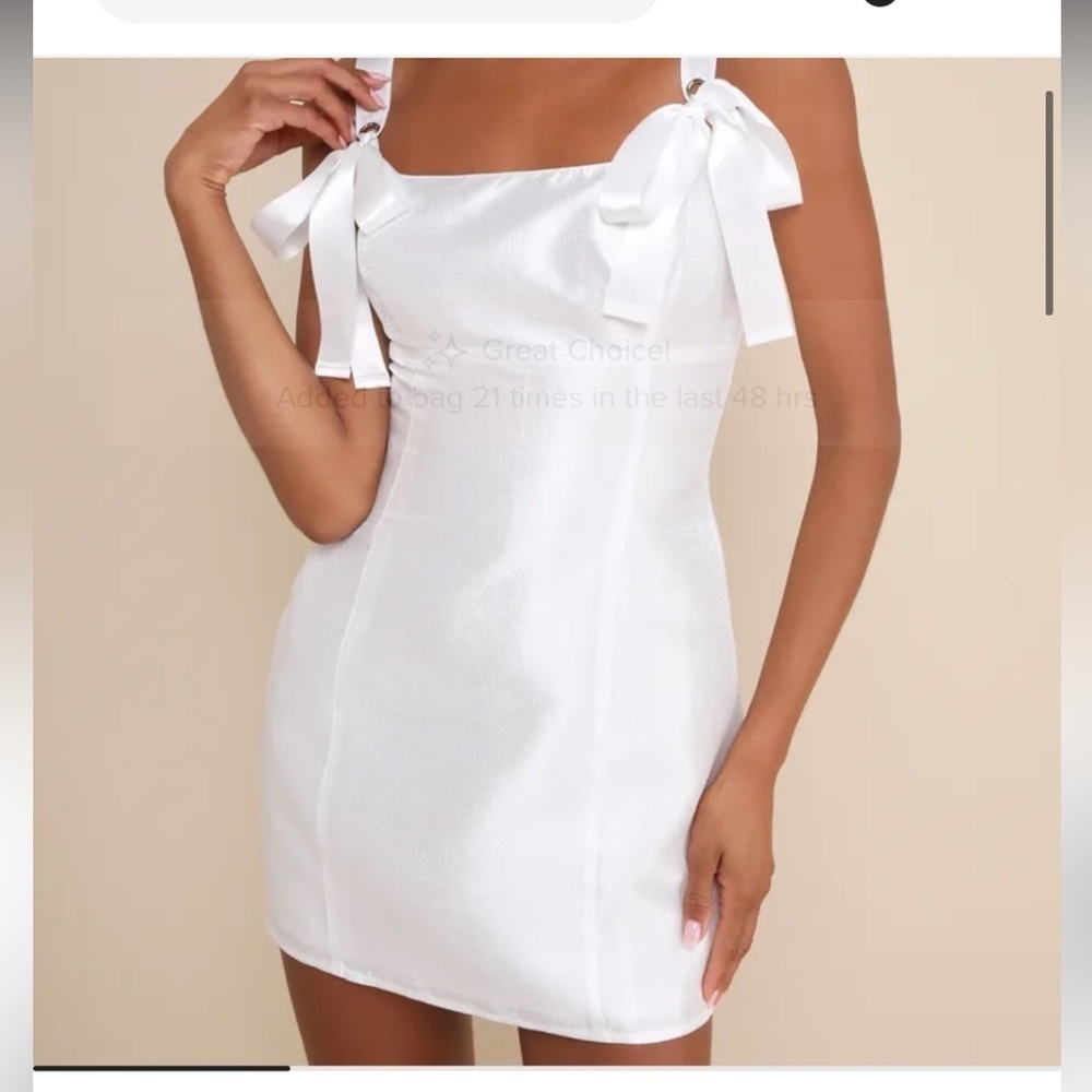 Lulu’s Exceptionally Precious White Satin Bow Mini Dress